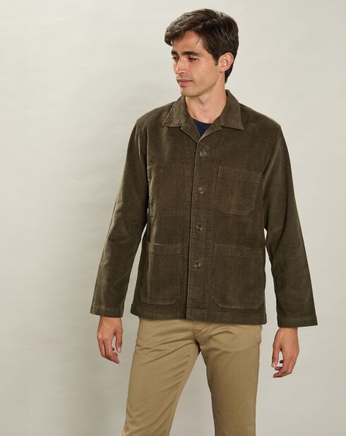 Veste en Velours côtelé Poiré olive noire