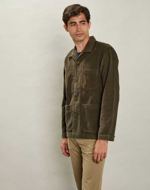 Veste en Velours côtelé Poiré olive noire