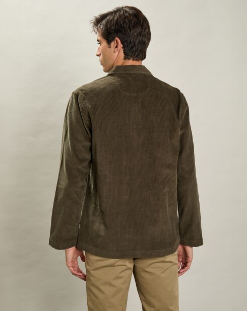 Veste en Velours côtelé Poiré olive noire
