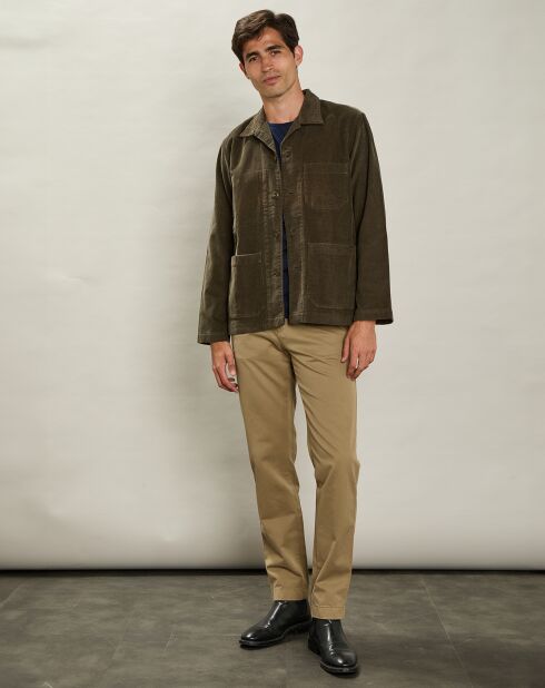 Veste en Velours côtelé Poiré olive noire