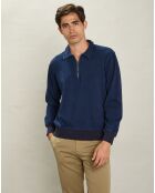 Sweat Polo à Fermeture Éclair indigo