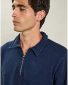 Sweat Polo à Fermeture Éclair indigo