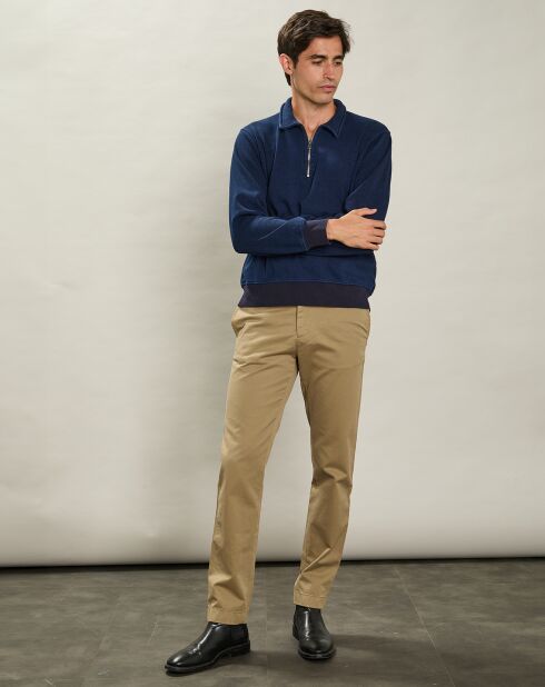 Sweat Polo à Fermeture Éclair indigo