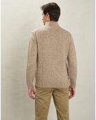 Pull en Yack, Alpaga & Laine Col Roulé naturel