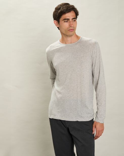 T-Shirt Équipage Léger à Manches Longues gris chiné