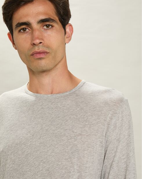 T-Shirt Équipage Léger à Manches Longues gris chiné