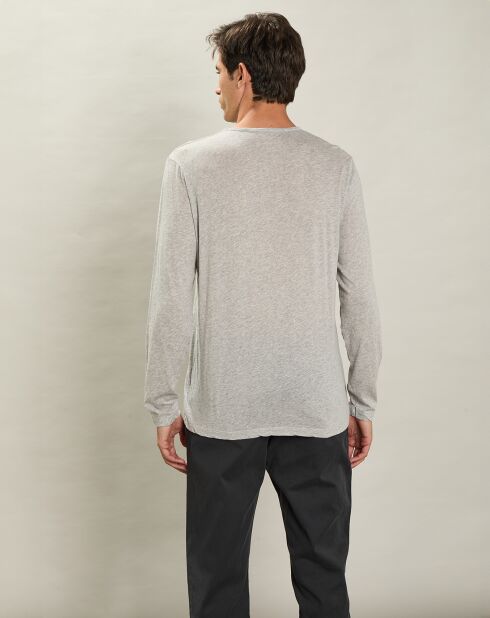 T-Shirt Équipage Léger à Manches Longues gris chiné