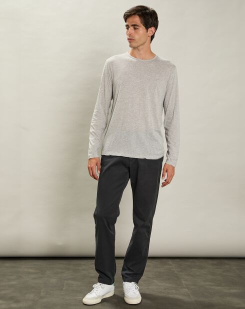 T-Shirt Équipage Léger à Manches Longues gris chiné