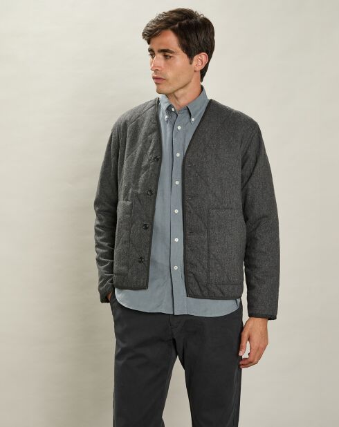 Veste en Laine mélangée Mandrin flanelle gris