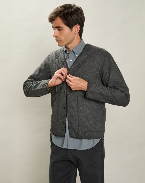 Veste en Laine mélangée Mandrin flanelle gris