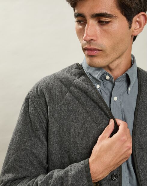 Veste en Laine mélangée Mandrin flanelle gris