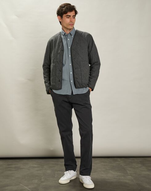Veste en Laine mélangée Mandrin flanelle gris