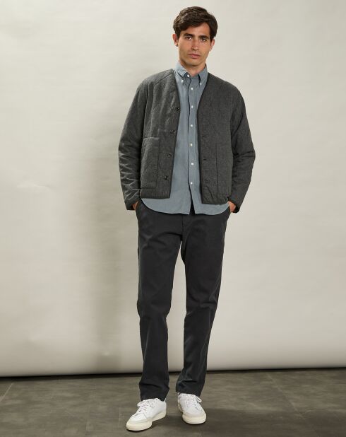 Veste en Laine mélangée Mandrin flanelle gris