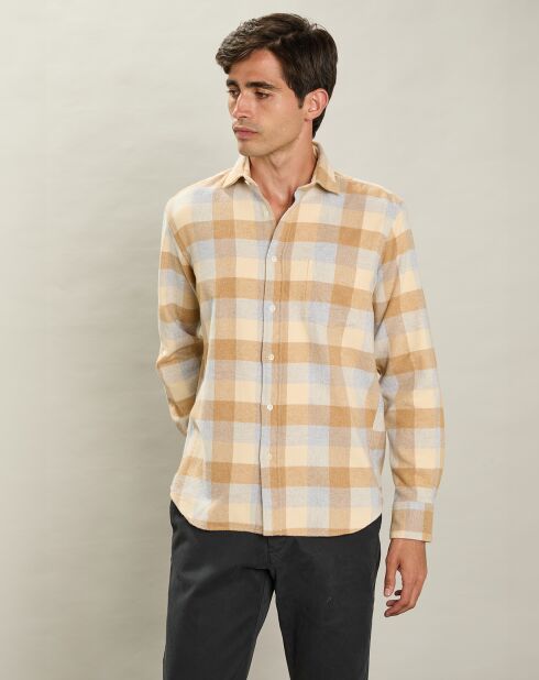 Chemise en Flanelle regular Paul jaune/gris