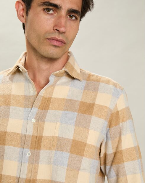 Chemise en Flanelle regular Paul jaune/gris