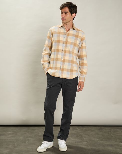 Chemise en Flanelle regular Paul jaune/gris