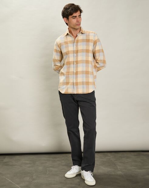 Chemise en Flanelle regular Paul jaune/gris