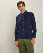 Chemise regular en Velours Milleraies Pitt Pat bleu foncé