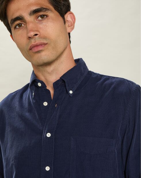 Chemise regular en Velours Milleraies Pitt Pat bleu foncé