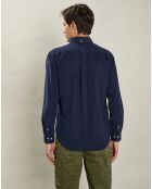 Chemise regular en Velours Milleraies Pitt Pat bleu foncé
