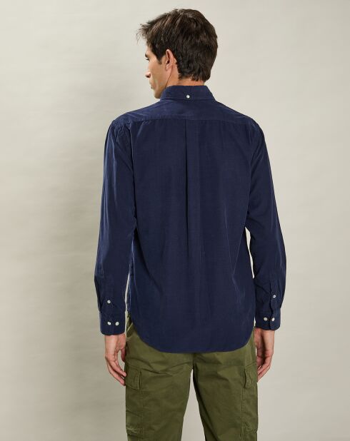Chemise regular en Velours Milleraies Pitt Pat bleu foncé