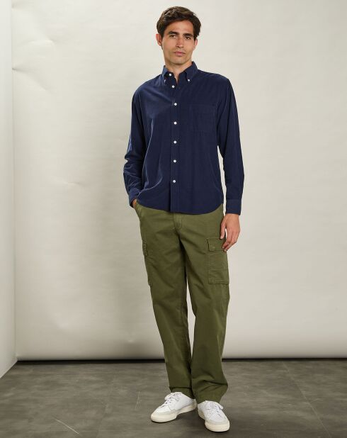 Chemise regular en Velours Milleraies Pitt Pat bleu foncé