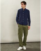Chemise regular en Velours Milleraies Pitt Pat bleu foncé