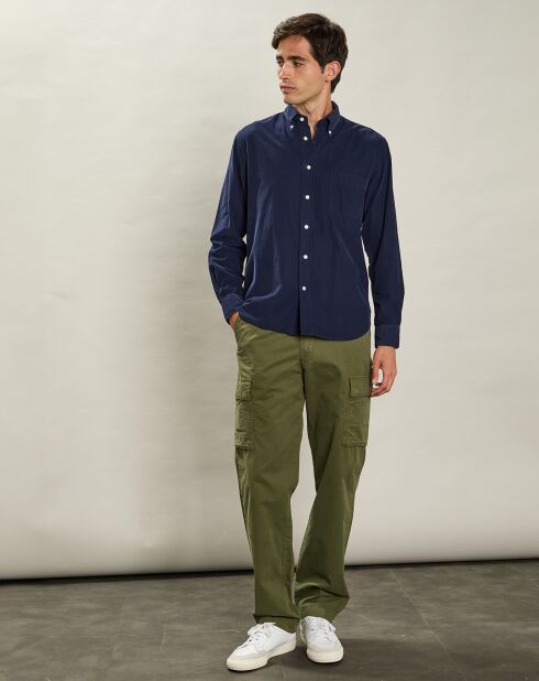 Chemise regular en Velours Milleraies Pitt Pat bleu foncé