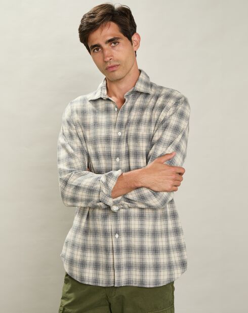 Chemise en Flanelle regular Paul naturel/gris