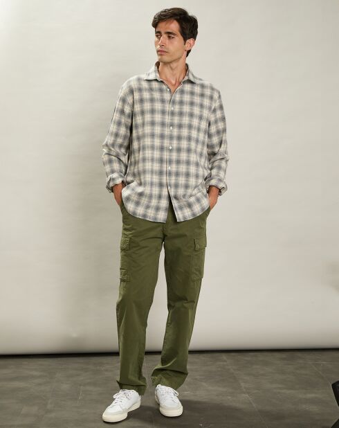 Chemise en Flanelle regular Paul naturel/gris