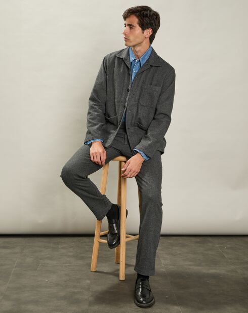 Veste en Laine mélangée Poiré flanelle gris