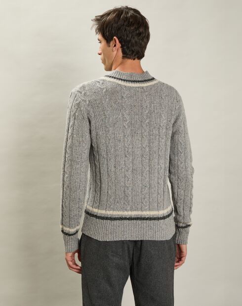 Pull en Laine mélangée Donegal Vee flanelle/charbon/écru