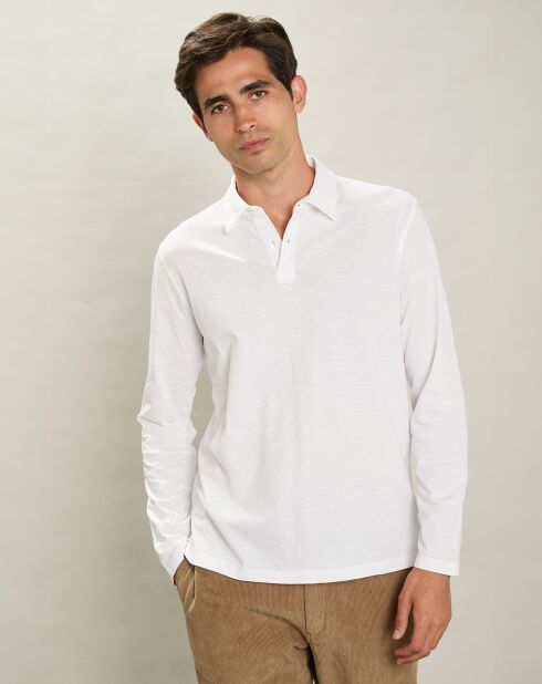Polo à Manches Longues blanc