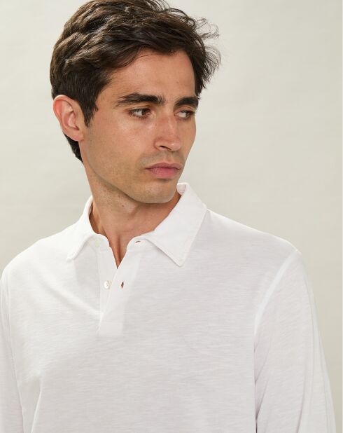 Polo à Manches Longues blanc