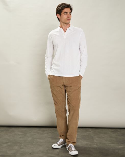 Polo à Manches Longues blanc