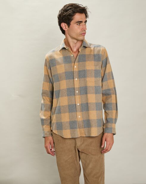 Chemise en Flanelle regular Paul camel/gris