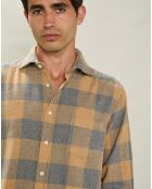 Chemise en Flanelle regular Paul camel/gris