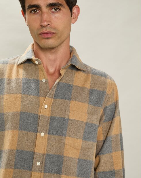 Chemise en Flanelle regular Paul camel/gris