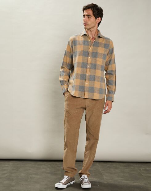 Chemise en Flanelle regular Paul camel/gris