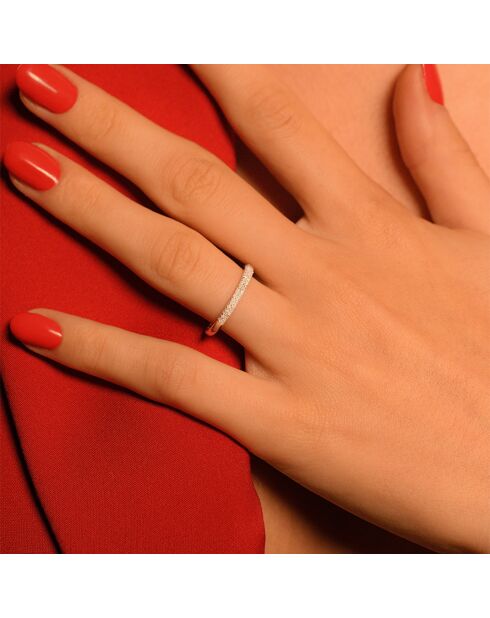 Bague Alliance Foch Diamants 0.15 ct or blanc