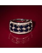 Bague Hanoï Diamants 0.09 ct & Saphirs 2.50 cts or blanc