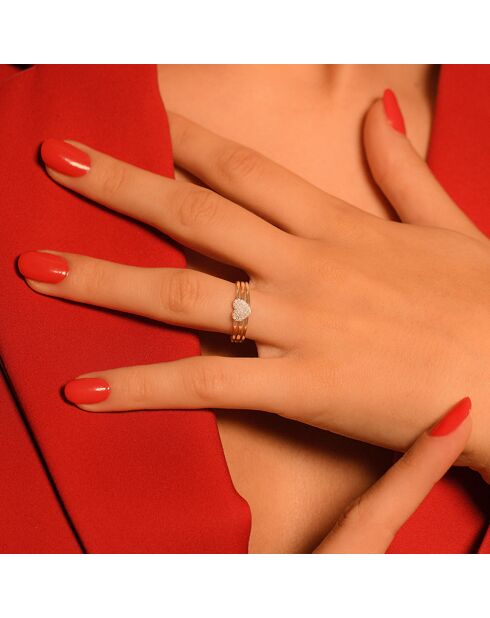Bague Gravé dans mon Coeur Diamants 0.10 ct or jaune