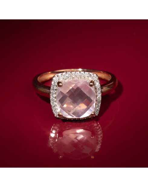Bague Quartissime Diamants 0.12 ct & Quartz 2.70 cts or rose