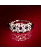 Bague Astéria Diamants 0.05 ct, Saphirs 0.37 ct & Topazes 0.49 ct or blanc
