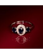 Bague Taipei Diamant 0.099 ct & Saphir 0.85 ct or blanc
