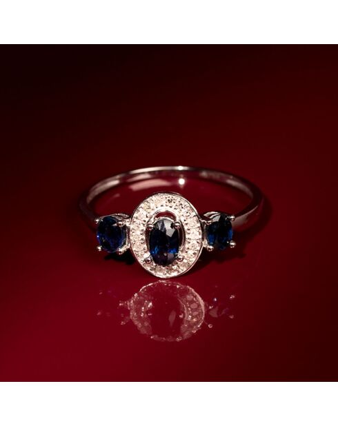 Bague Taipei Diamant 0.099 ct & Saphir 0.85 ct or blanc