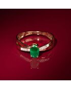 Bague Ambi Diamants 0.04 ct & Emeraude 0.6 ct or jaune