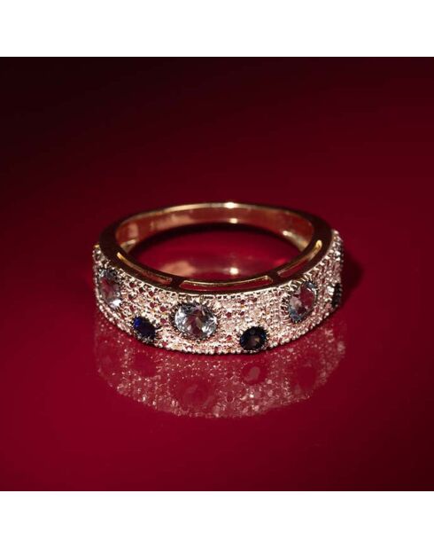 Bague Majunga Diamants 0.0035 ct Saphirs 0.1 ct Topazes Bleues 0.176 ct or jaune