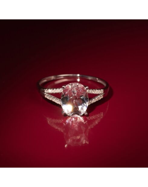 Bague Miri Diamant 0.084 ct & Topaze blanche 2.45 ct or blanc