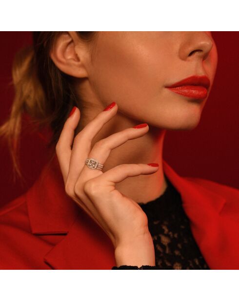 Bague Remban Diamant 0.32 ct & Topaze blanche 1.41 ct or blanc